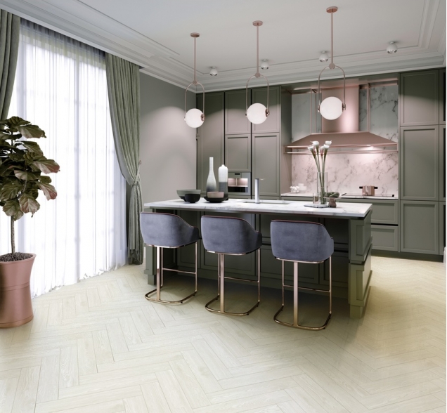 Виниловый ламинат SPC "Cronafloor" Herringbone Дуб Нант (640*128*4,5 мм) — купить в Комсомольске-на-Амуре