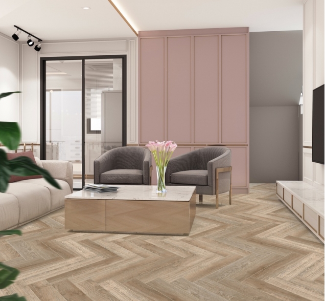 Виниловый ламинат SPC "Cronafloor" Herringbone Дуб Лилль (640*128*4,5 мм) — купить в Комсомольске-на-Амуре