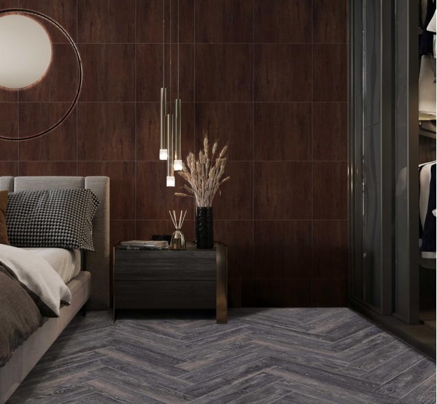 Виниловый ламинат SPC "Cronafloor" Herringbone Дуб Бордо (640*128*4,5 мм) — купить в Комсомольске-на-Амуре