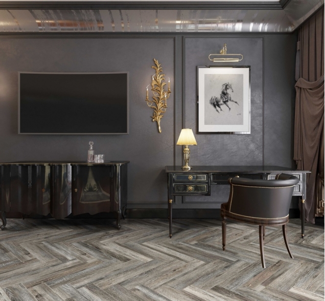 Виниловый ламинат SPC "Cronafloor" Herringbone Дуб Реймс (640*128*4,5 мм) — купить в Комсомольске-на-Амуре