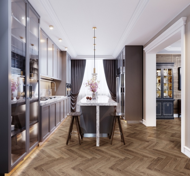 Виниловый ламинат SPC "Cronafloor" Herringbone Дуб Тулуза (640*128*4,5 мм) — купить в Комсомольске-на-Амуре